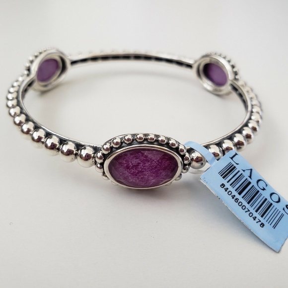 LAGOS Jewelry - LAGOS Sterling Silver Maya Oval Charoite Doublet Bangle Bracelet